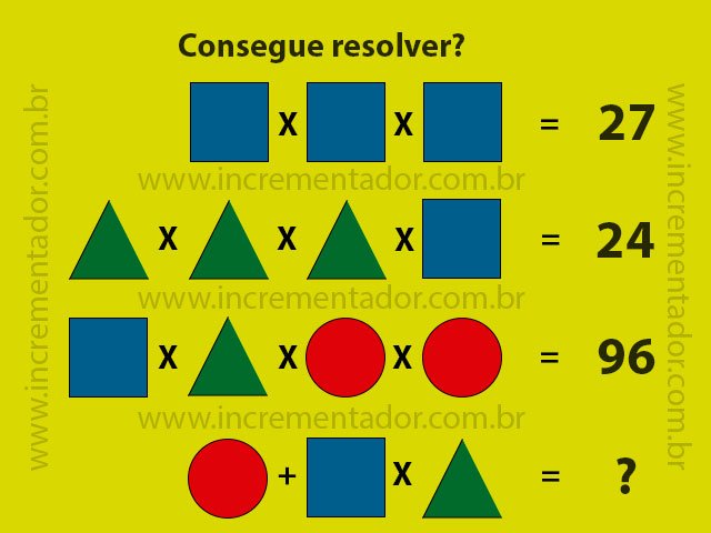Você consegue resolver? Bolinha + Quadrado X Triângulo